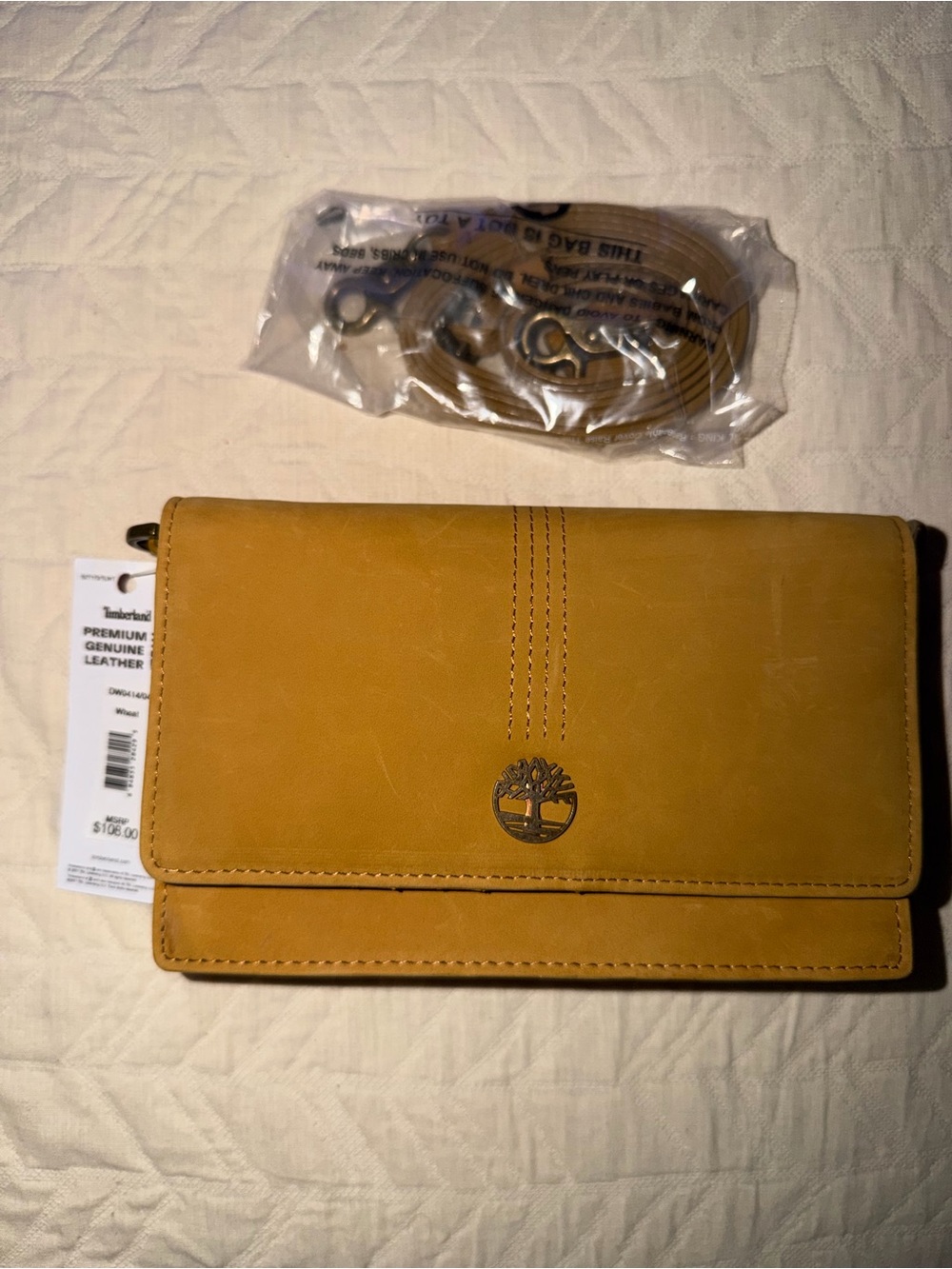 Timberland Women's Mustard/Tan Leather Phone Wallet Crossbody